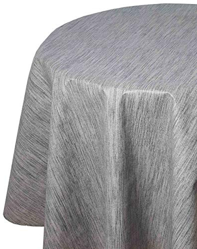 Wachstuchtischdecke Leinen Prägung Hellgrau Oval 130 x 200 cm | abwaschbare Tischdecke, Gartentischdecke, wasserabweisend, gefaltet