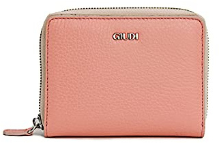 GIUDI ® Geldbörse Damen, Echtleder, Salmone/Nude, Pastellfarbe, Münzfach, Kartenfächer, Portemonnaie, Portmonee, Designer Luxus Trend (Lachs)