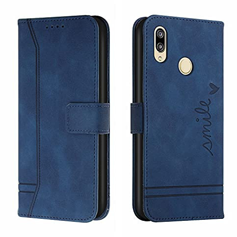 QIWEIQING Kompatibel mit Handyhülle für Huawei Y6 2019 Hülle Leder, Huawei Y6S Klapphülle Handytasche Case für Huawei Y6 2019 / Y6S / Honor 8A Handy Hüllen,Blue HX