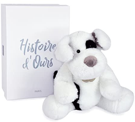 Histoire d'Ours - Peluche chien assis - Blanc - 30 cm - A LA CAMPAGNE - HO3126