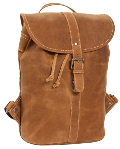 Gusti Sac à dos Bennett en Cuir pour Ordinateur Portable - Mallette de Ville pour Femme et Homme Marron 12L