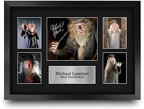 HWC Trading FR A3 Michael Gambon Harry Potter Albus Dumbledore Geschenke Geducktes Signiertes Autogramm Fotodisplay für Fans von Film Memorabilien - A3 Framed