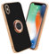cadorabo Case compatible with Apple iPhone XS MAX in Glossy Black - Gold with ring - Protective cover made of flexible TPU silicone, with camera protection and magnetic car holder