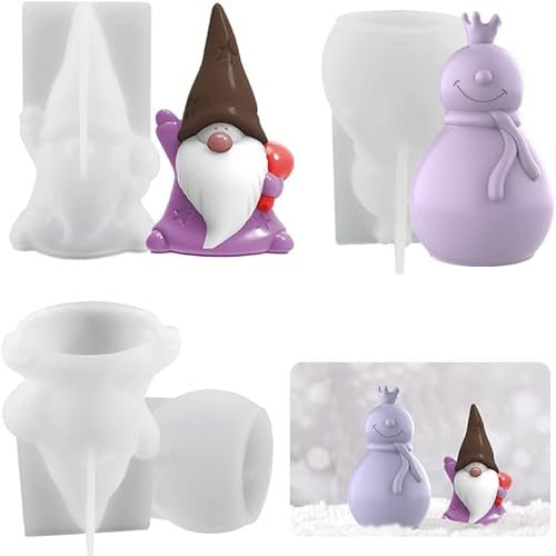 3D Silikonform Schneemann Kerzenform DIY Silikon Kerzen Gießform Silikonform Weihnachten Kerzen Kerzengießform für Kerzen Gießen, Aromasteinen Schokolade