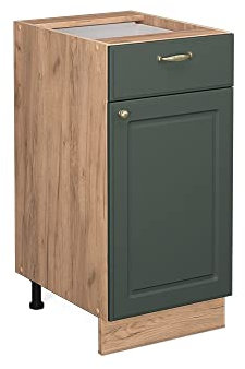 Vicco Mueble bajo de Cocina Fame-Line, Verde Dorado Casa de Campo/Roble Dorado, 40 cm sin encimera