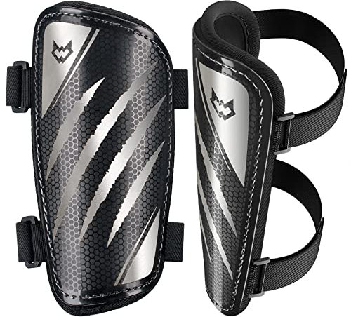 WVVOU Parastinchi per bambini, parastinchi da calcio per ragazzi e ragazze, parastinchi da calcio per uomini con doppie cinghie regolabili, super resistenza agli impatti, leggeri, certificati CE.