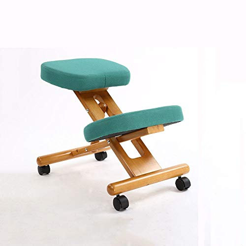 Familienbürostuhl Ergonomischer Kniestuhl mit Rollenhocker Holz Büro Haltungsunterstützung Möbel Ergonomischer Holzstuhl Ausgleich Körperrückenschmerzen (Farbe: Schwarz)