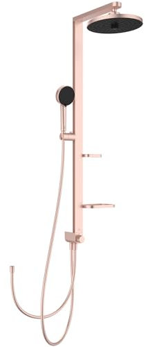 Ideal Standard ALU + Colonne de Douche avec Inverseur, Aluminium recyclé, Eco-responsable, Pomme de Douche Orientable 26 cm, Douchette 2 Jets 10 cm, Rose brossé, BD585RO