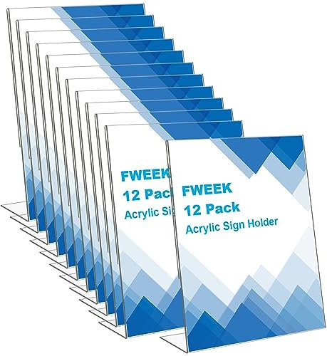 FWEEK 12 Stück A4-Präsentationsständer, A4, Acryl-Schilderhalter, A4-Menühalter, L-Form, Kunststoff, Theke, Poster, Bildhalter für Restaurant, Unternehmen