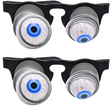 Gcroet 2pcs haltsame Augenbrillen aus Brille Feder Augapfel Blättere Augen Frühlingsbrillen, Brille lustige Brille mit Ab Fallen Lassen Augapfel für Halloween Kostümparty Witz knifflige Streichprops.