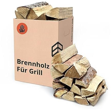 Onlydry Leña para Barbacoa con Menos del 18% de Humedad en cartón de 25 L (10 kg), leña Fina, Barbacoa, Estufa de Camping, chimeneas, braseros