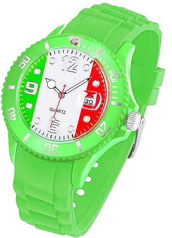 Taffstyle Silikon Armbanduhr Quarz Fan Sport Uhr Sportuhr Silikonuhr Flagge Fahne Weltmeisterschaft WM EM Europameisterschaft Fanartikel Fussball Basketball Eishockey Italien