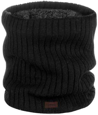 flintronic Winter Halsschlauch, Winter Halsschlauch Ski, Halswärmer Halstuch, Schal Schlauchschal, Warm Dick Loopschal Nackenwärmer, Winddichte Kreisschlaufenschals für Männer und Frauen, Schwarz