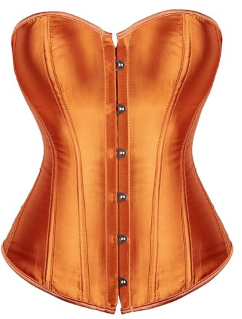 Kelvry Women's Plus Size Gothic Lingerie Satin Lace up Boned Overbust Corsets Shapewear Outfit