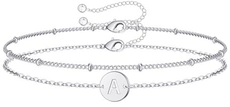 TINGN Armband Mit Buchstaben Damen, Silber Armbänder Personalisiert, Armkette für Frauen Freundin Teenager Mädchen
