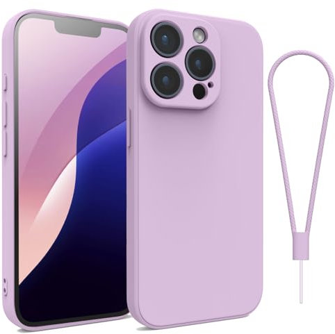 Andwing For iPhone 13 Pro Case Silicone Case Soft Ultra Phone Case Slim Protective Shockproof Cover Scratch-Resistant Microfiber Lining, 6.1 Grass Purple