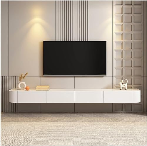 Floating TV Shelf, Wall Mounted Floating TV Stand Media Console, TV Cabinet Floating Wall Shelf, For Bedroom Living Room Media Room Gaming Room,Cream Color,160cm 45HaoAMZ