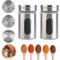 Yanuojie 2pcs Salt and Pepper Seasoning Shaker,Stainless Steel Cover,Durable Glass,with 3 Adjustable Pouring Holes,for Home Kitchens Camping Barbecues Restaurants Granular Seasoning