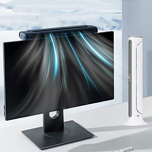 4000mAh USB Desk Fan - Rechargeable Bladeless Screen Clip On Fan - Widen Air Outlet - Space Saving - Personal Fan Monitor Fan Bar For Office Working Gaming