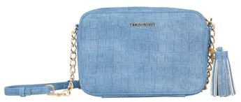 Carlo Colucci Camera Bag in Krokooptik Blau OS