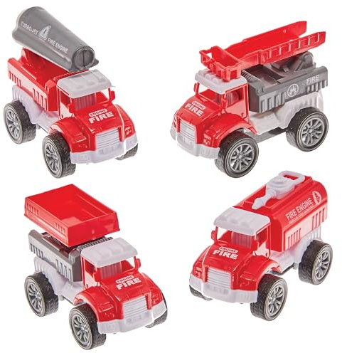 Baker Ross FN120 Fire Engine Pull Back Racers - Pack of 6, Racing Toys for Kids, Toys for Kids Party Bags