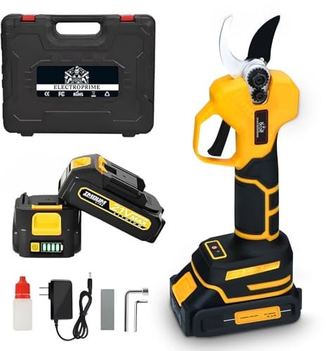 ElectroPrime© Tijeras De Podar Electricas 21V 800W - 2 Baterias 2000mAh Alta Duración - Alto Rendimiento hasta 8 Horas - Carga Rápida - Podadora Electrica Jardin