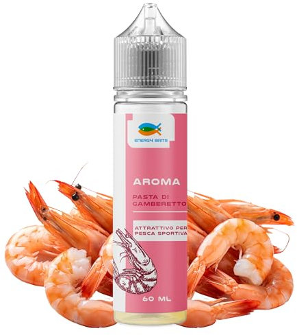 ENERGY BAITS | Aroma Pasta di Gamberetto per Pesca Sportiva | Attrattivo Liquido da Usare su Pasture, Esche e Boiles (utilizzo a Freddo - No Cottura) - Adatto per la Pesca di Mare e Lago (60ml)