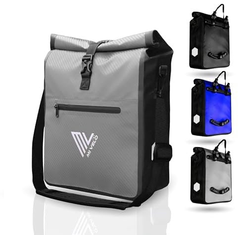 MIVELO 2in1 Fahrradtasche für Gepäckträger Gepäckträgertasche 100% wasserdicht Fahrrad Tasche für Gepäckträger (Grau-Carbon, 25L)