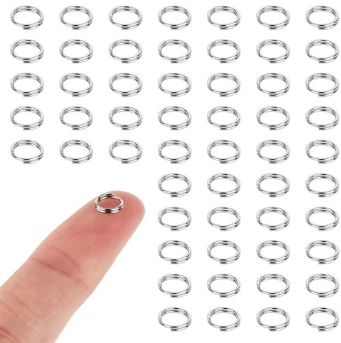 Aeaocvo 100 Stück 6 mm Schlüsselring Klein, Schmuck Kleine Ringe, Spaltringe Silber Sprungring Schmuck, Edelstahl Biegeringe für Halsketten, Armbänder, DIY Ornamente