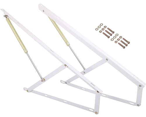 Hydraulisches Bett-Hebe-Set, strapazierfähig, 1 Paar, Gasfeder-Betthebemechanismus mit klappbaren Federscharnieren für Bettkasten oder Schlafsofa, 7 (weiß, 90 cm)