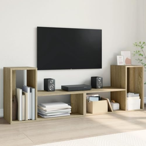 Gecheer Meuble TV 2 pièces chêne Sonoma 75 x 30 x 50 cm en bois multicouche, meuble TV moderne, meuble TV, meuble TV, meuble TV, meuble TV, meuble de salon, meuble TV
