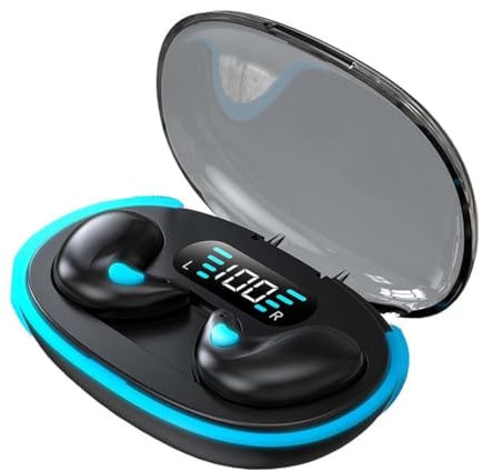 LUCKKY Bone Conduction Sleep Bluetooth Headset, In-Ear 5.3 Wireless Noise Cancelling Sports Earphones, Sleep Wireless Headphones, Fitness Headphones with LED Digital Display Charging Case (Black)