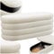 TecTake® Storage Bench with Velvet-Look Cover & 2 Large Compartments, Padded Lid & Sturdy MDF Frame, Storage Ottoman for Bedroom, Hallway, Living Room, 110 x 45 x 42 cm - Cream/White