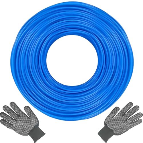 Rasentrimmer Faden, 1,6 mm x 100m Trimmerfaden (Rund), Mähfaden aus Nylon, Langlebig Freischneider Faden, Hohe Qualität Motorsense Faden für Freischneider【Paar rutschfeste Handschuhe Enthalten】