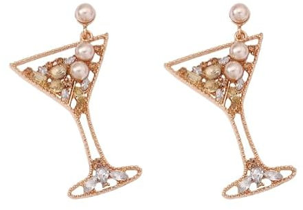 Modische Weinglas Ohrringe für Damen mit Obst und Champagner Design - Tropfen Pfosten Stil Perfekt für Partys