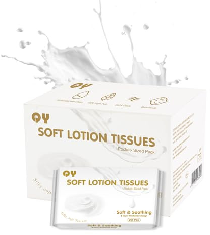 QingYa Taschentücher 13.4x18cm 20 Pk/400 Blätter Ultraweiche 6-lagig parfümfrei Für Baby&Empfindliche Haut Papiertaschentücher Balsam Hypoallergen Hautfreundlich mit Lotion