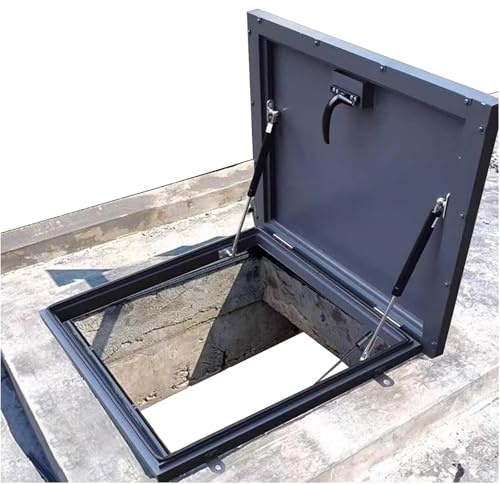 Trampilla de acceso al techo, cubierta de salida de techo de acero galvanizado con amortiguador de gas, manija y pestillo de puerta, cubierta de corte for trampilla de escape de techo(60x60cm)