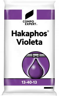 Hakaphos Violeta 13-40-13. 25KG Abono para riego e hidroponía rico en fósforo y microelementos quelatados. Nueva plantacion y enraizamiento