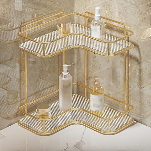 MWUCAIXIA Triangular Countertop Acrylic Bathroom Shelf Washstand Bathroom Toilet Corner Storage Shelf (D Double Layer)
