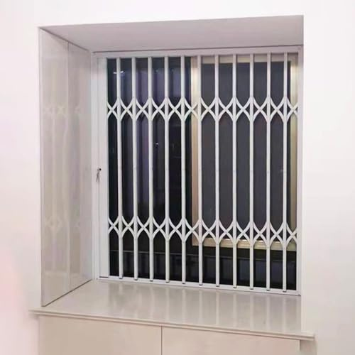 Fenstergitter Einbruchschutz Schiebegitter für Fenster Innen und Außen, Klappbarer, Abschließbarer Fensterschutz, Sicherheitsgitter für Den Balkon Im Keller, Einbruchschutzgitter(W85xH150cm/34x59in)