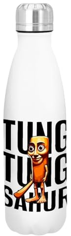 SMARTYPAN Tung Sahur Cartoon Character Insulated Stainless Steel Water Bottle Flask for Hot and Cold Drinks Featuring Unique Tung Sahur Cartoon Character Graphic Novelty Reusable Sports Bottle