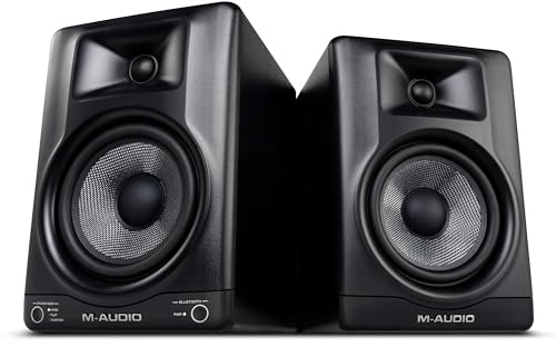 M-AUDIO BX5BT Pair 5-inch Desktop Studio Monitor Speakers with DSP and Bluetooth with App Control, for Music Production, Video Edits, Content Creation, Podcasting