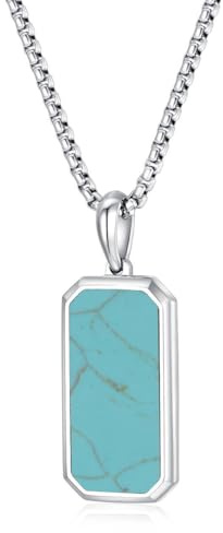 GAVU Herren Dog Tag Anhänger Kette aus natürlichen Edelsteinen