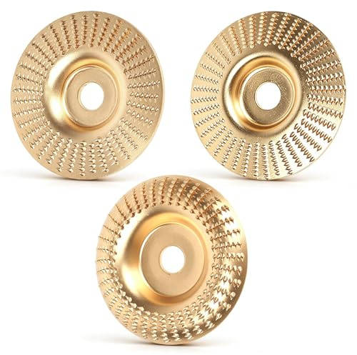 Beufee Stump Grinder, Angle Grinder Sanding Disc, Inner Diameter 16mm(5/8) | Wood Carving Disc, 4inch Angle Grinder Attachments Wood Shaping Disc High Carbon Steel Wheel for Cutting Shaping (3PCS Set)
