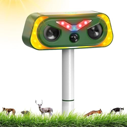 Répulsif Chat Ultrason, Repulsif Chat Solair USB Répulsif Animaux 2 Modes, Repulsif Chat Exterieur IP66 Imperméable avec Détecteur et Flash pour Anti Chats Chiens Souris Ratons Animaux de Jardin