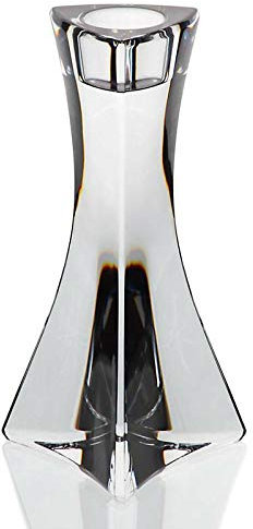 CRISTALICA Kerzenhalter Kerzenständer dreick 13 cm Bleikristall Glas talliert transparent