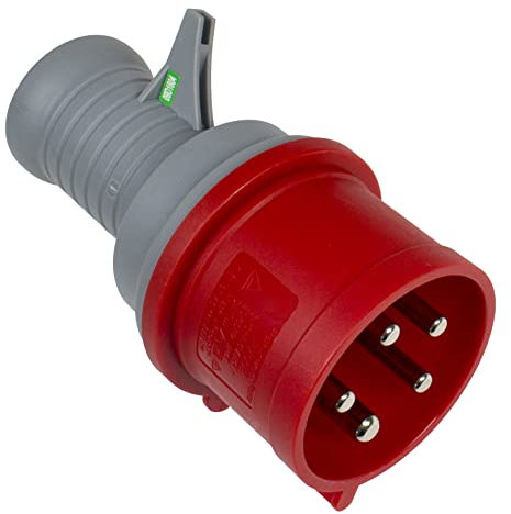 as - Schwabe 61478 - Clavija de prueba trifásica 400V/32A/5 polos, roja