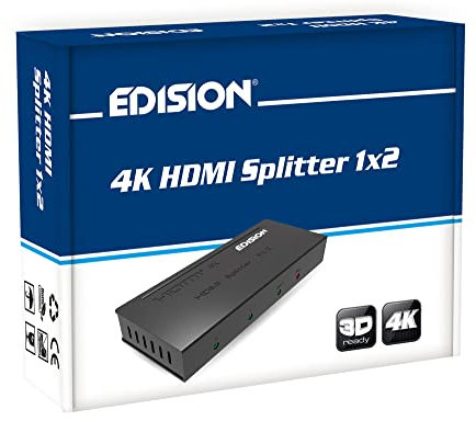EDISION 4k HDMI Splitter 1x2 Verteiler Ultra HD 2160p Full HD 1080p CEC HDCP 3D Ready