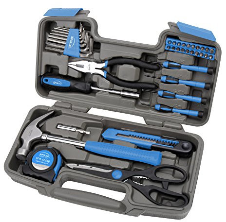 Apollo Tools Original Ensemble d'outils ménagers 39 pièces dans Une boîte à Outils avec Outils à Main Essentiels pour Les réparations Quotidiennes à la Maison