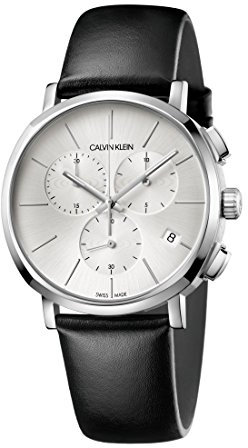Calvin Klein Herren Chronograph Quarz Uhr mit Leder Armband K8Q371C6